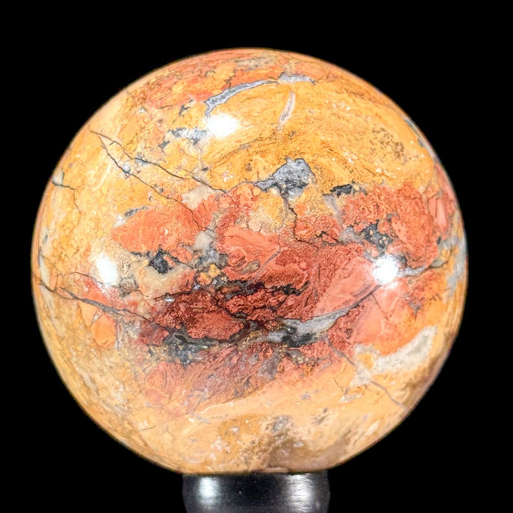 无底价 - 精彩的3件套黄马利加诺碧玉 定制支架上的球体- 2100 g - (3) #4.3