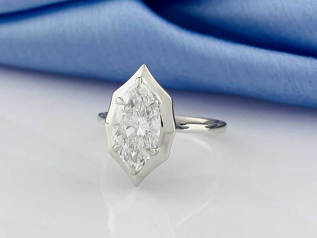 Anello - 14 carati Oro bianco - 2.05ct. tw. Diamante (Coltivato in laboratorio) #1.0