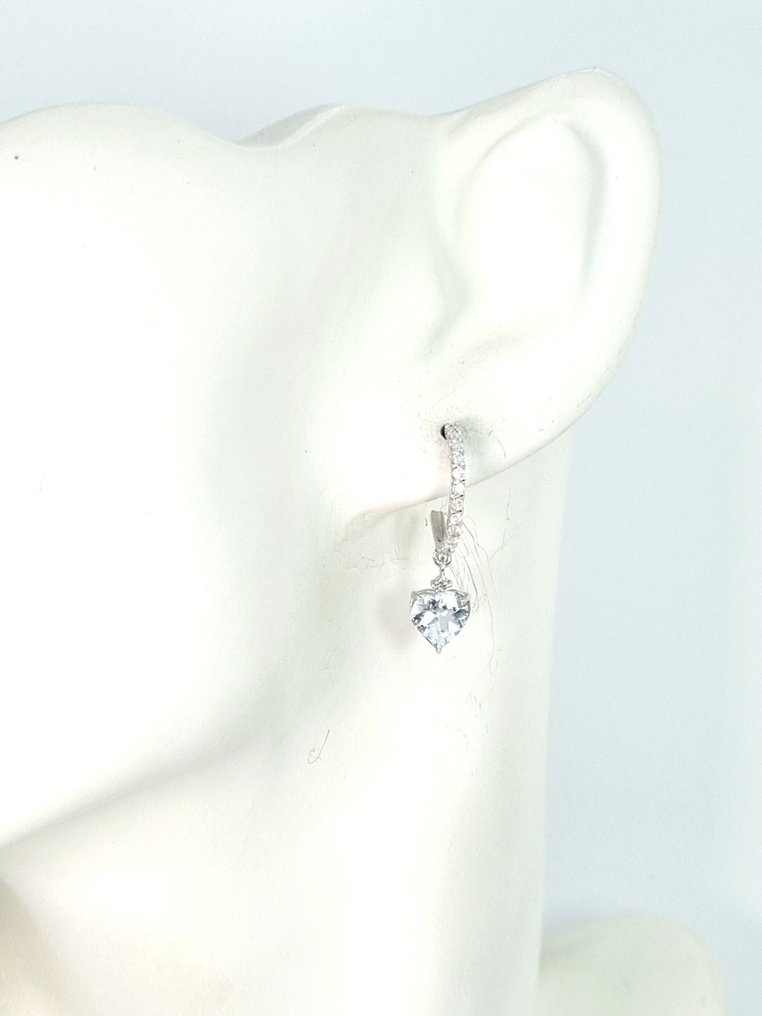 Σκουλαρίκια - 18 καράτια Λευκός χρυσός Ακουαμαρίνης - Διαμάντι #3.2