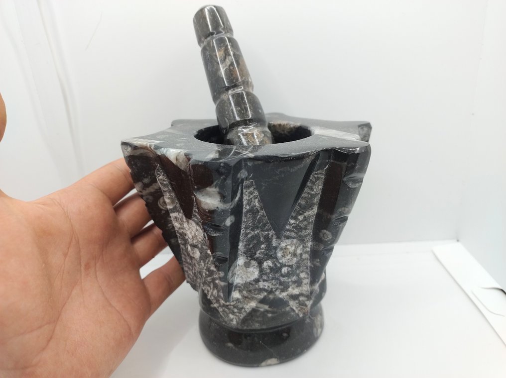 华丽的贝勒姆石 手工制作的研钵和杵- 1.97 kg #2.1