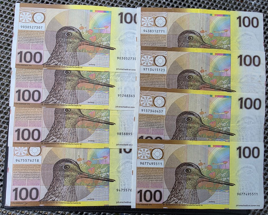 荷蘭. - 8 x 100 gulden 1977 - Pick 97 #2.1