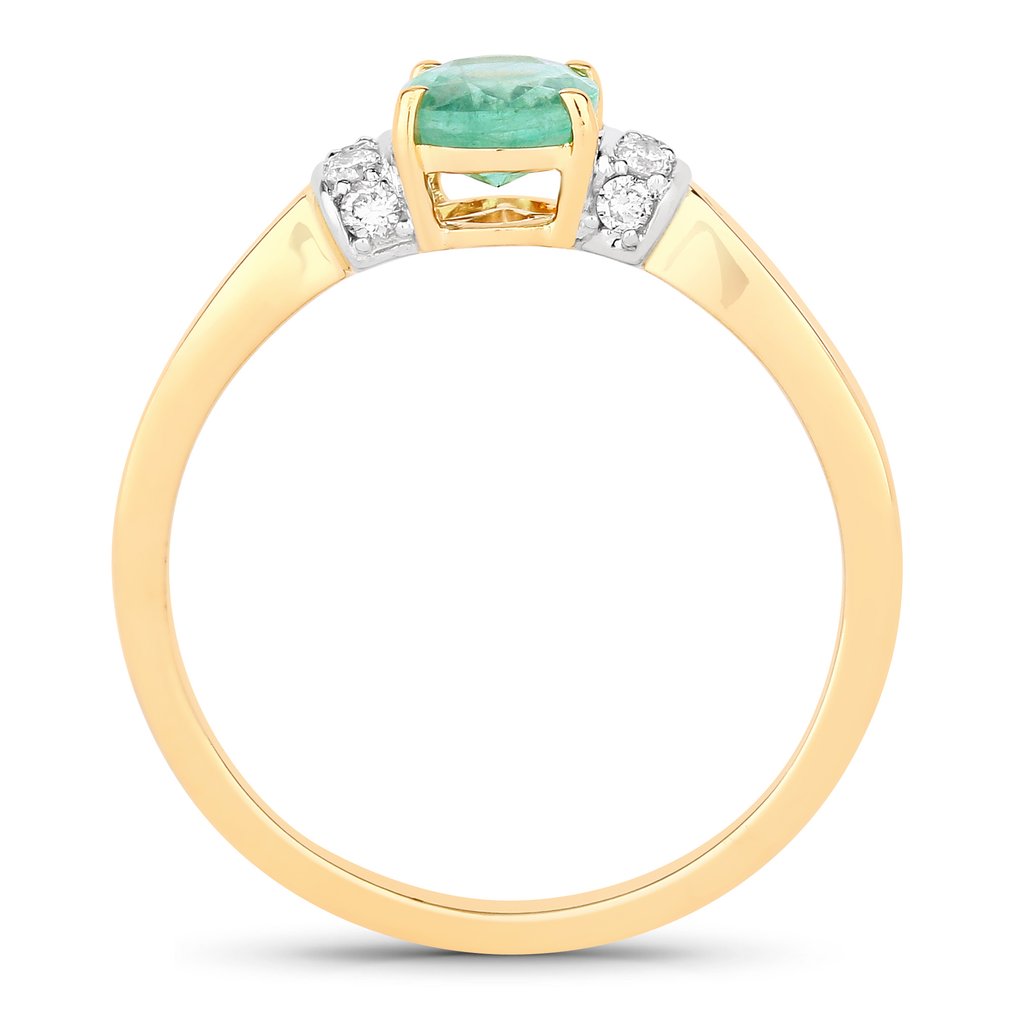 Ring - 14 karat Gull -  0.83ct. tw. Smaragd - Diamant #3.2