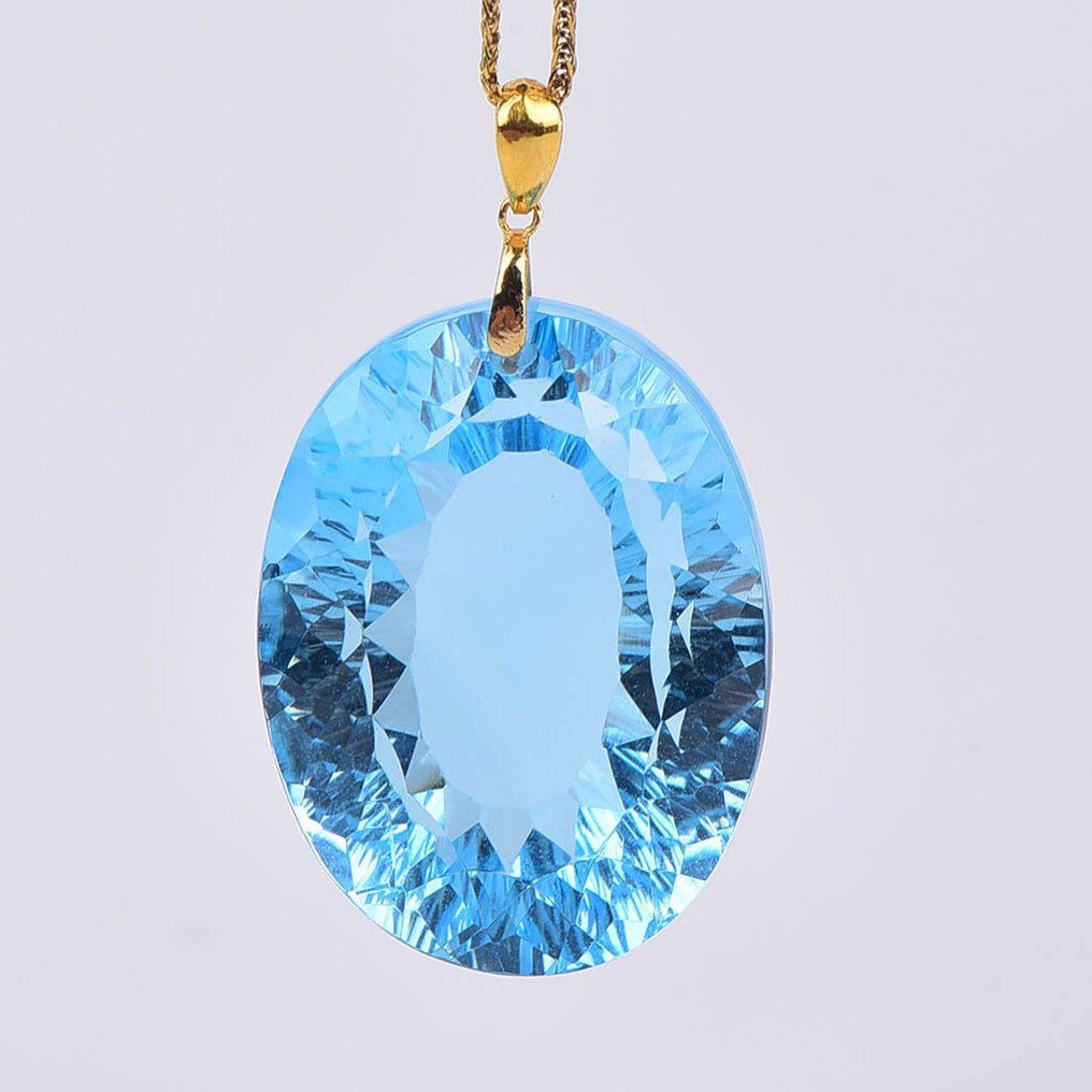 没有保留价 - 吊坠项链 - 18K包金 黄金 黄宝石 - ALGT 认证 #1.0