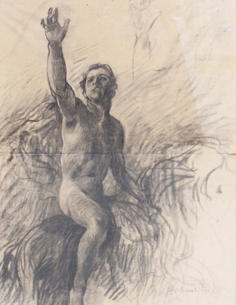 Plinio Nomellini (1866-1943) - Giovane a cavallo #1.0