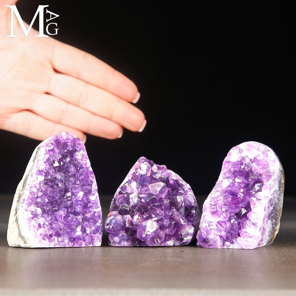 紫水晶簇套装 - 天然深紫色 - 秘鲁 - 高度: 66 mm - 宽度: 55 mm- 594 g #1.0