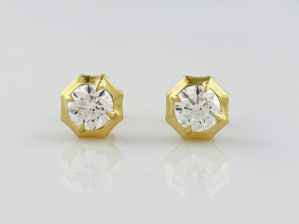 沒有保留價 - 耳環 - 14 克拉 黃金 - 2.18ct. tw. 鉆石 (實驗室培育) #1.0