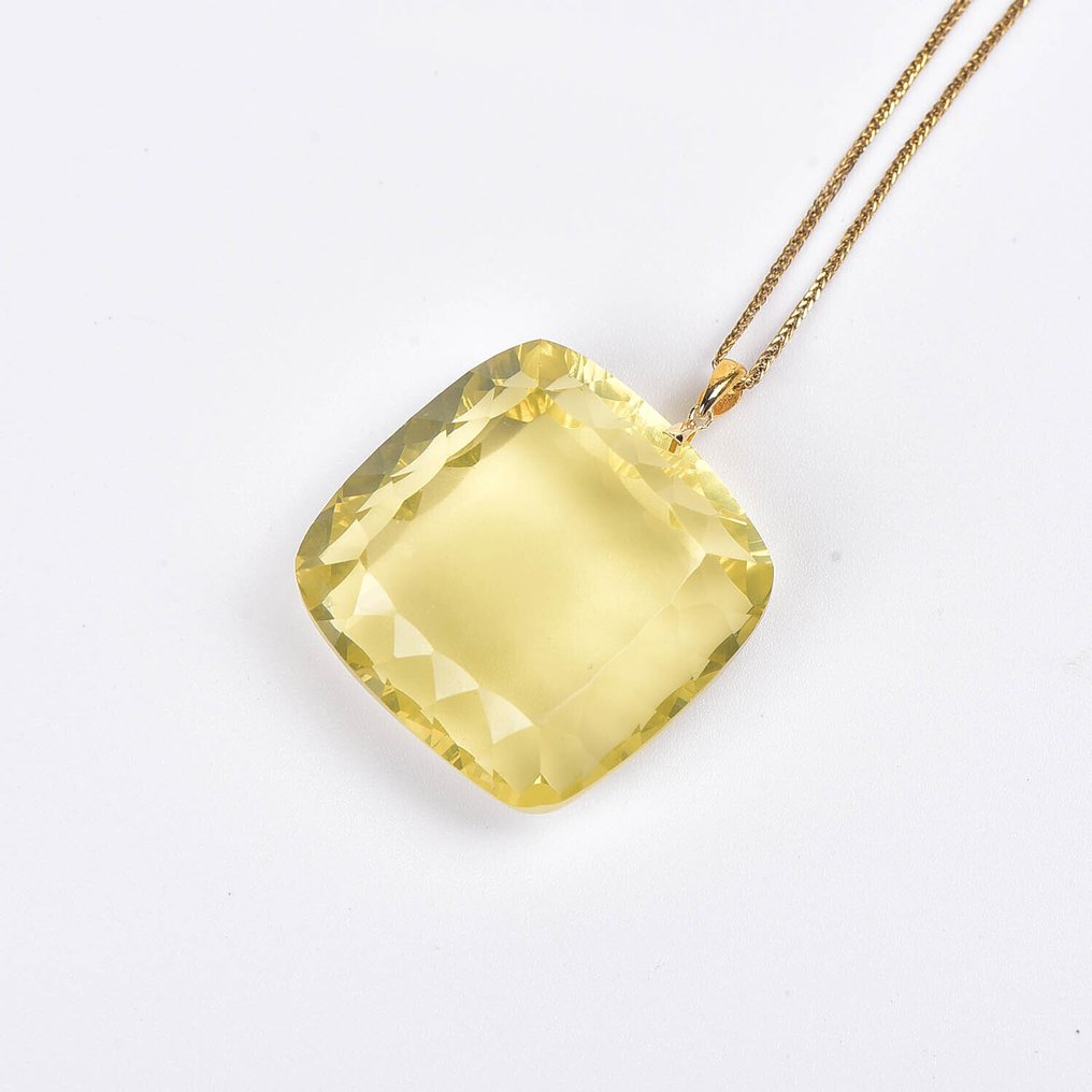 Sans prix de réserve - Collier avec pendentif - 18 carats Or jaune Citrine - ALGT certifié #3.2