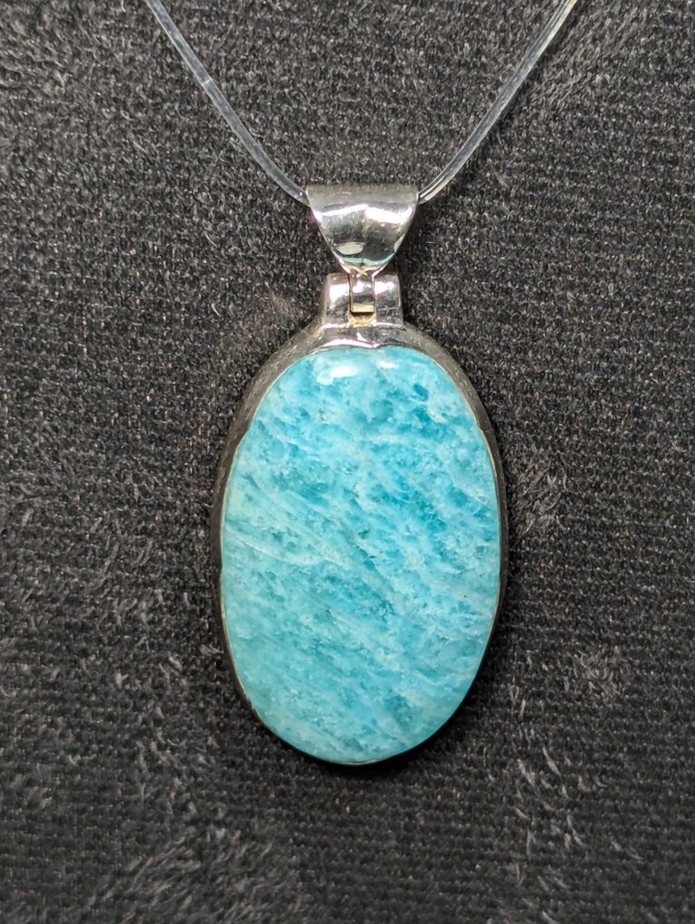 Εντυπωδιακό ασημένιο μενταγιόν 925, εξοπλισμένο με φυσική Αμαζονίτη από τη Βραζιλία. - Κρεμαστό κόσμημα #2.1