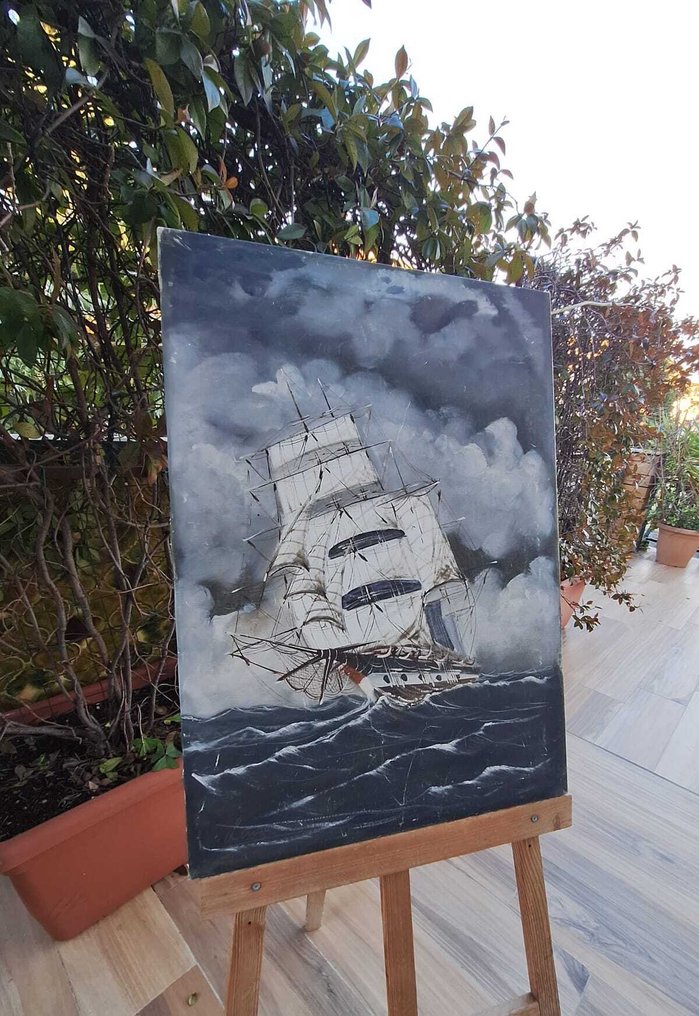 Renato Longanesi (1931) - Veliero (mare in tempesta) #3.2