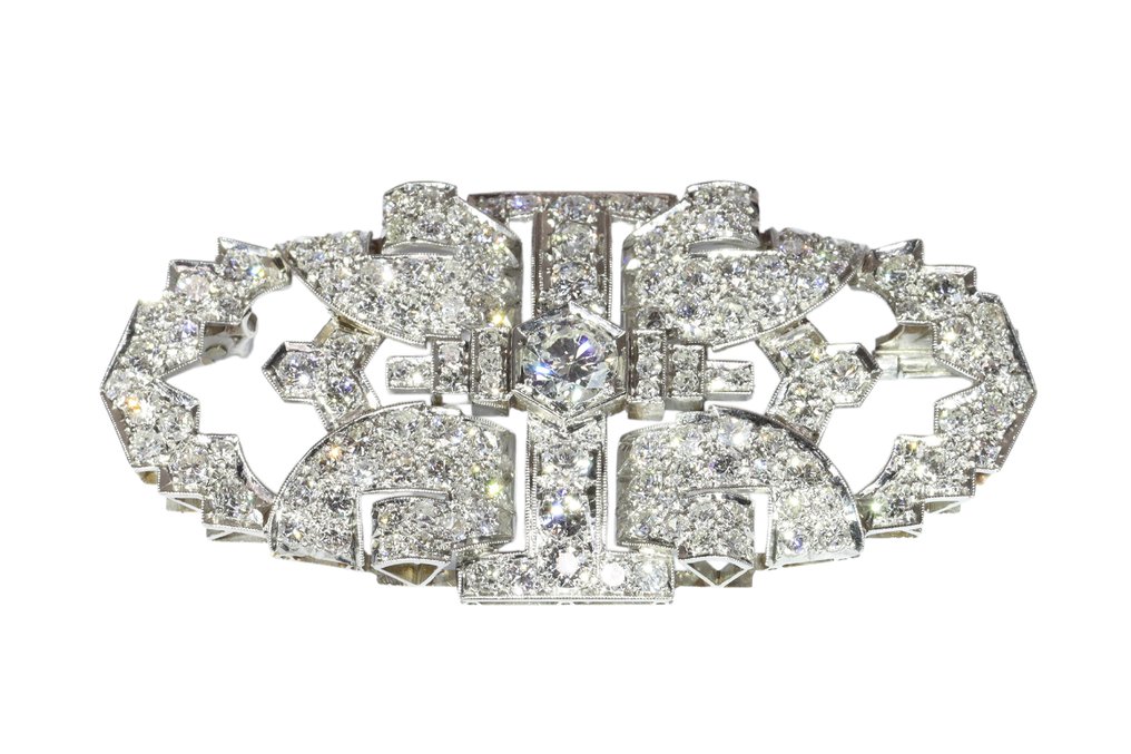 没有保留价 - 胸针 白金 - 钻石 - 鸡尾酒，1950年代复古 #3.2