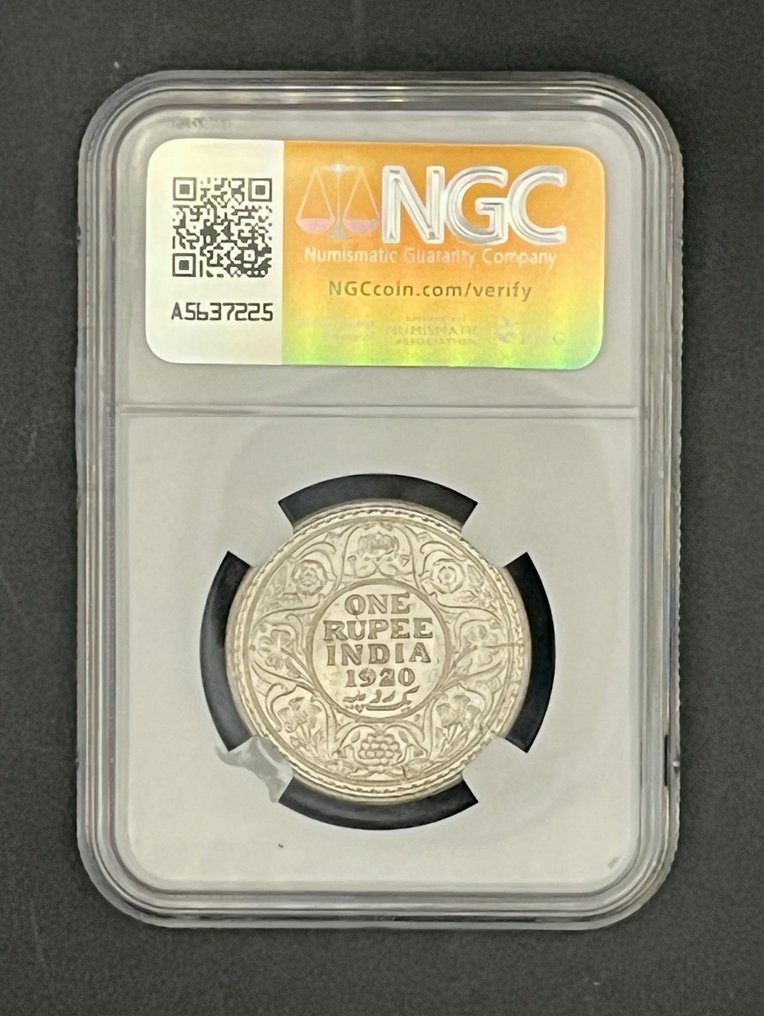 Brittiska Indien. George V. 1 Rupee 1920 (C) NGC MS64 #3.2
