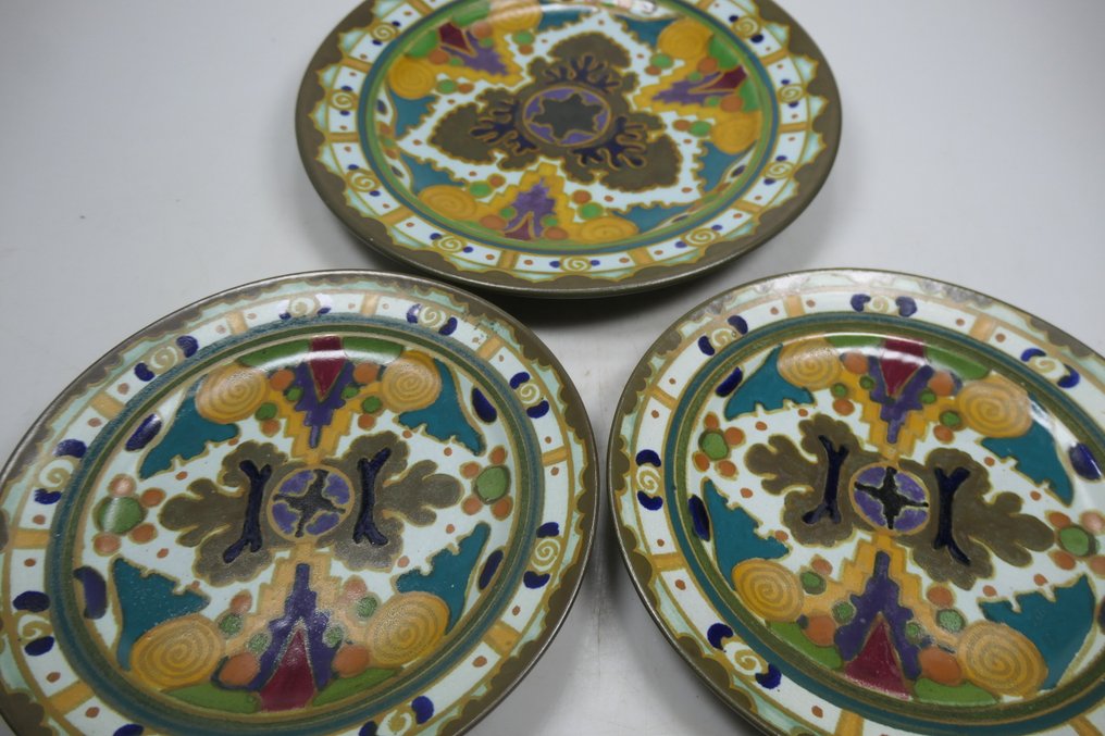 Arnhemse Fayencefabriek - Vægtallerken (3) - Fajance - Plateel vægbord #1.0