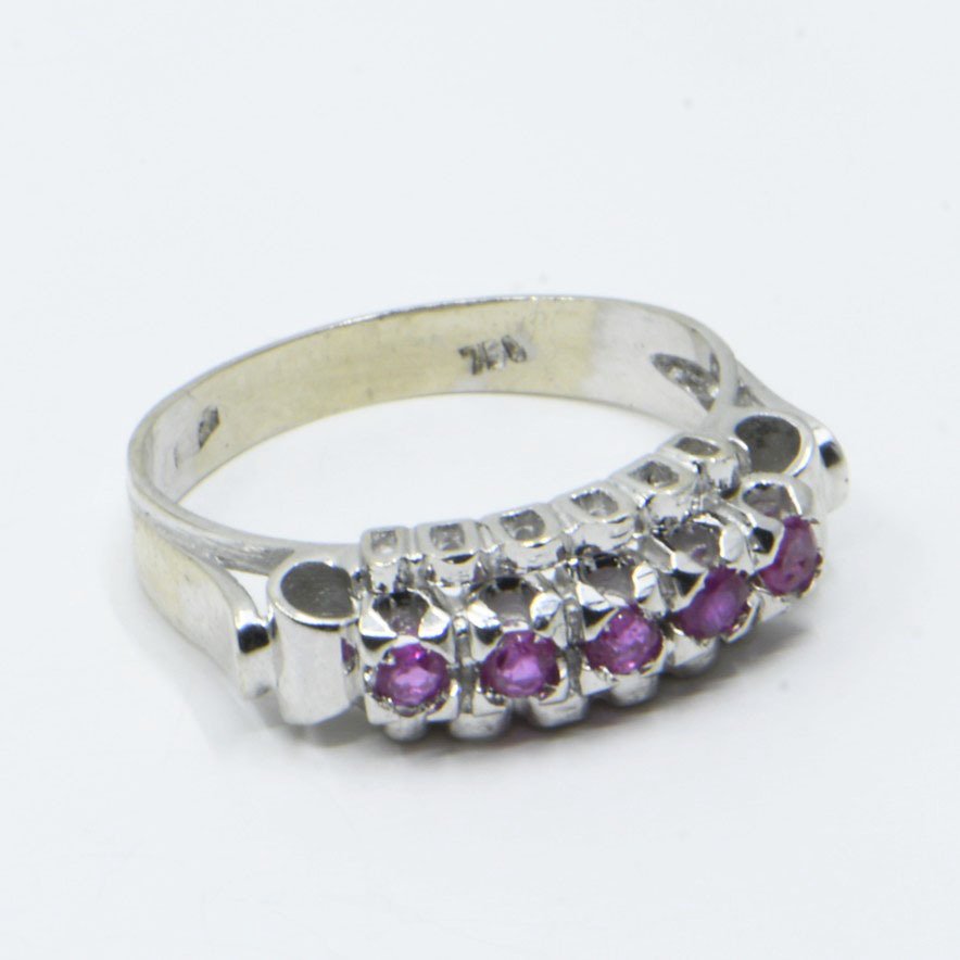 Ring - 18 kt. White gold -  0.25ct. tw. Ruby #1.0