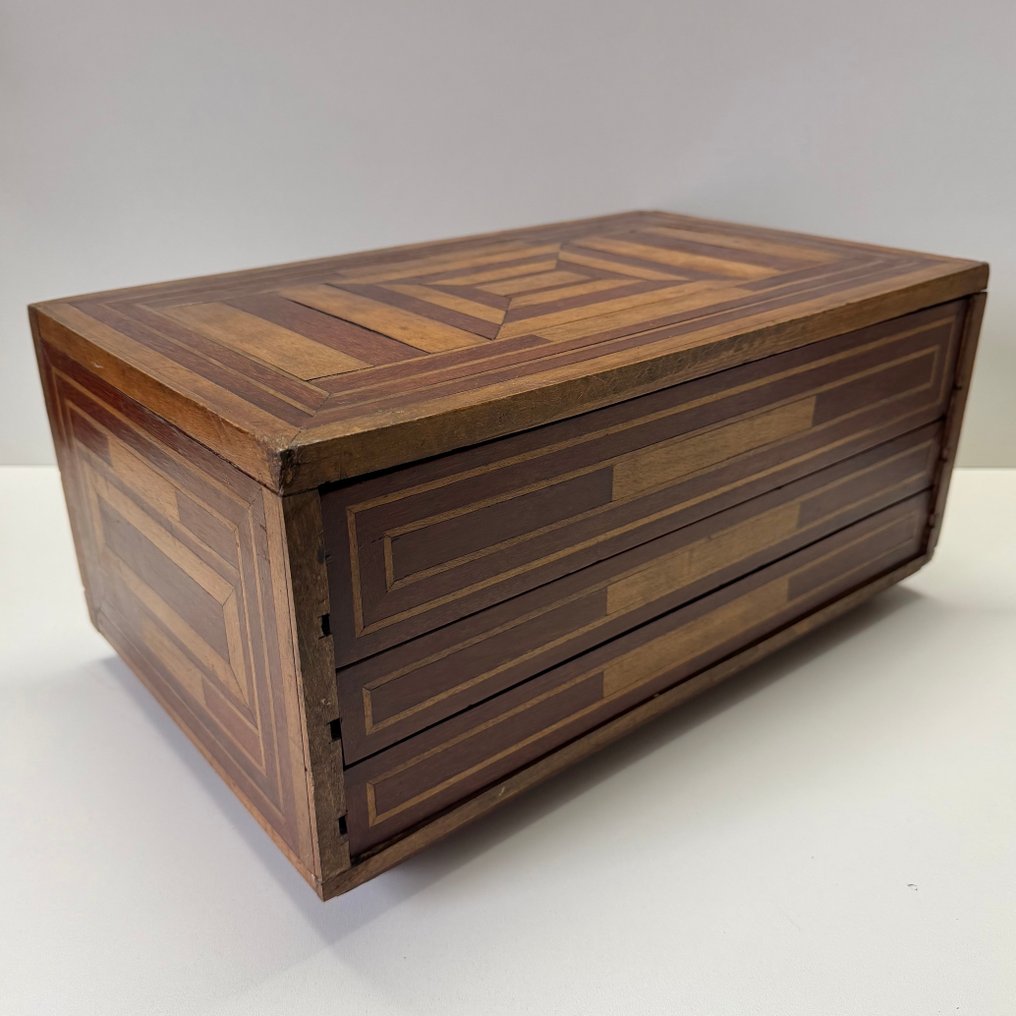 抽屜櫃 - 木 - 复古木质镶嵌首饰抽屉柜（三抽屉） #1.0