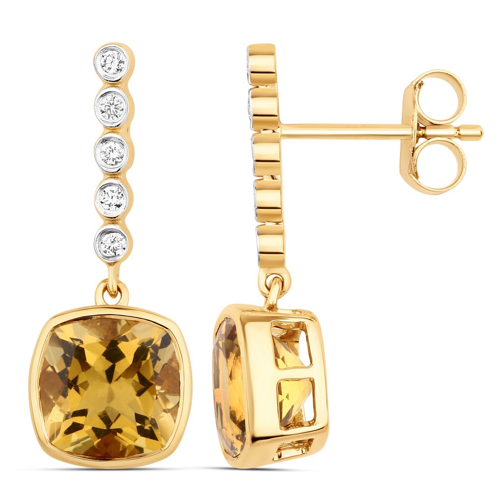 Σκουλαρίκια - 14 καράτια Κίτρινο χρυσό -  3.54ct. tw. Ηλιόδωρος - Διαμάντι #1.0