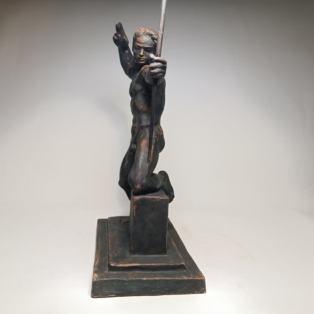 Csizmadia F. - Skulptur, Art Deco Nude Archer - 38 cm - Keramikk #4.3