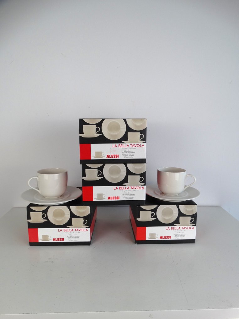 Alessi - Ettore Sottsass - Cup and saucer (4) - Earthenware - The Beautiful Table #4.3