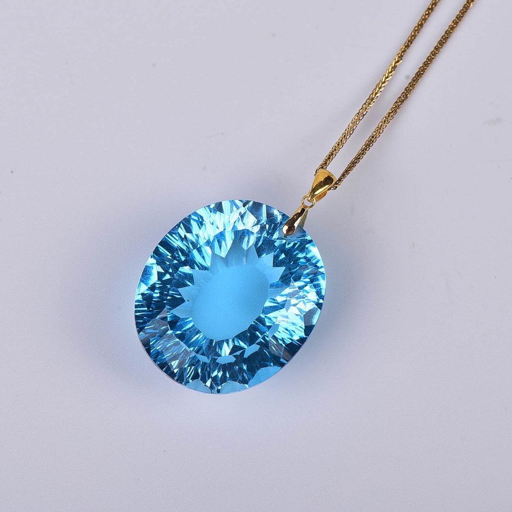 χωρίς τιμή ασφαλείας - Κολιέ με μενταγιόν - 18 καράτια Κίτρινο χρυσό Τοπάζιο - ALGT Πιστοποιημένο #3.2