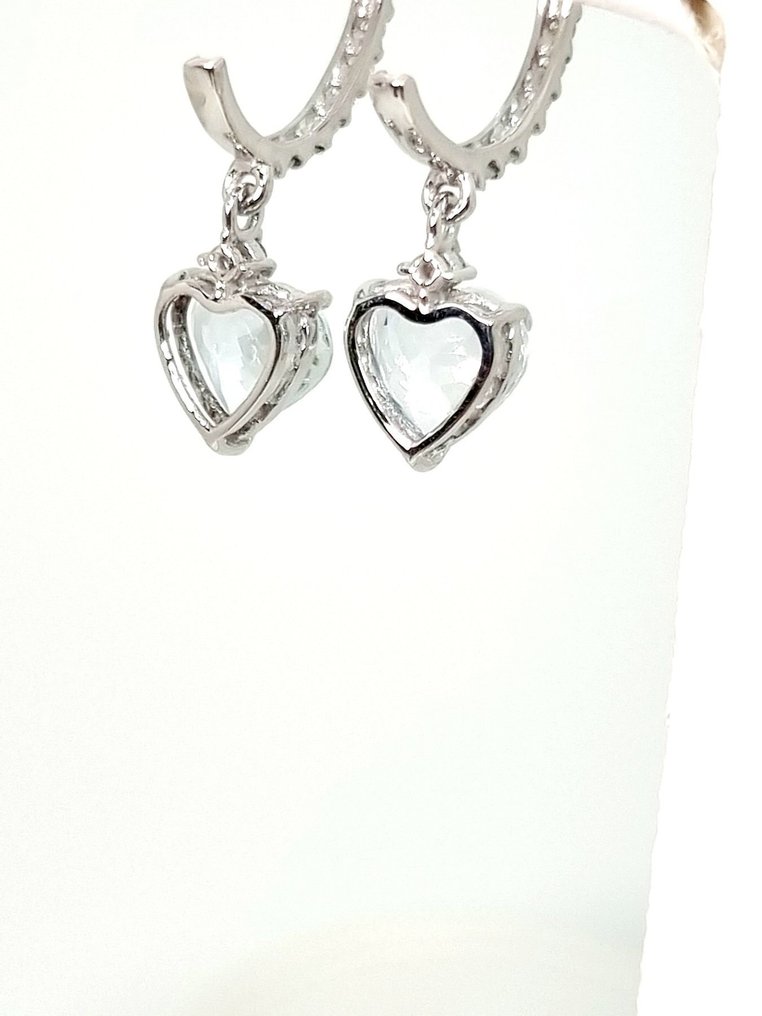 Σκουλαρίκια - 18 καράτια Λευκός χρυσός Ακουαμαρίνης - Διαμάντι #1.0