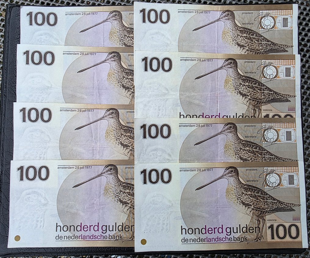 荷蘭. - 8 x 100 gulden 1977 - Pick 97 #1.0