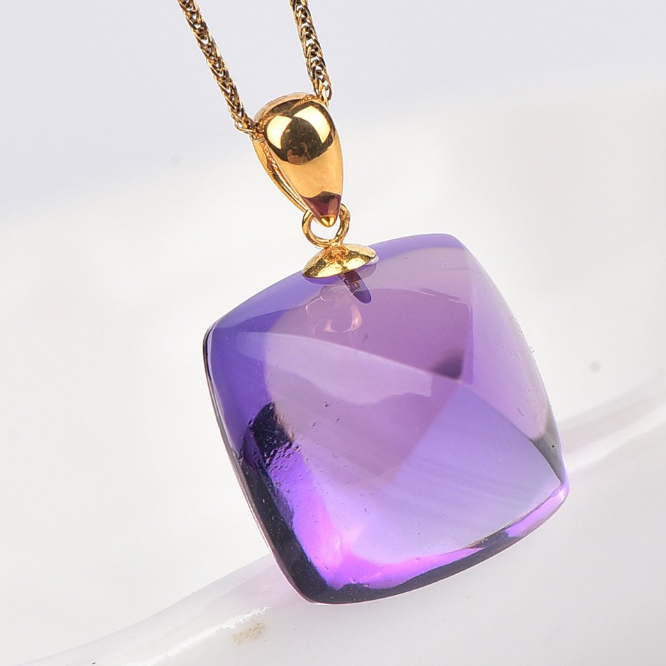 Senza prezzo di riserva - Collana con ciondolo - 18 carati Oro giallo Ametista - Certificato ALGT #1.0