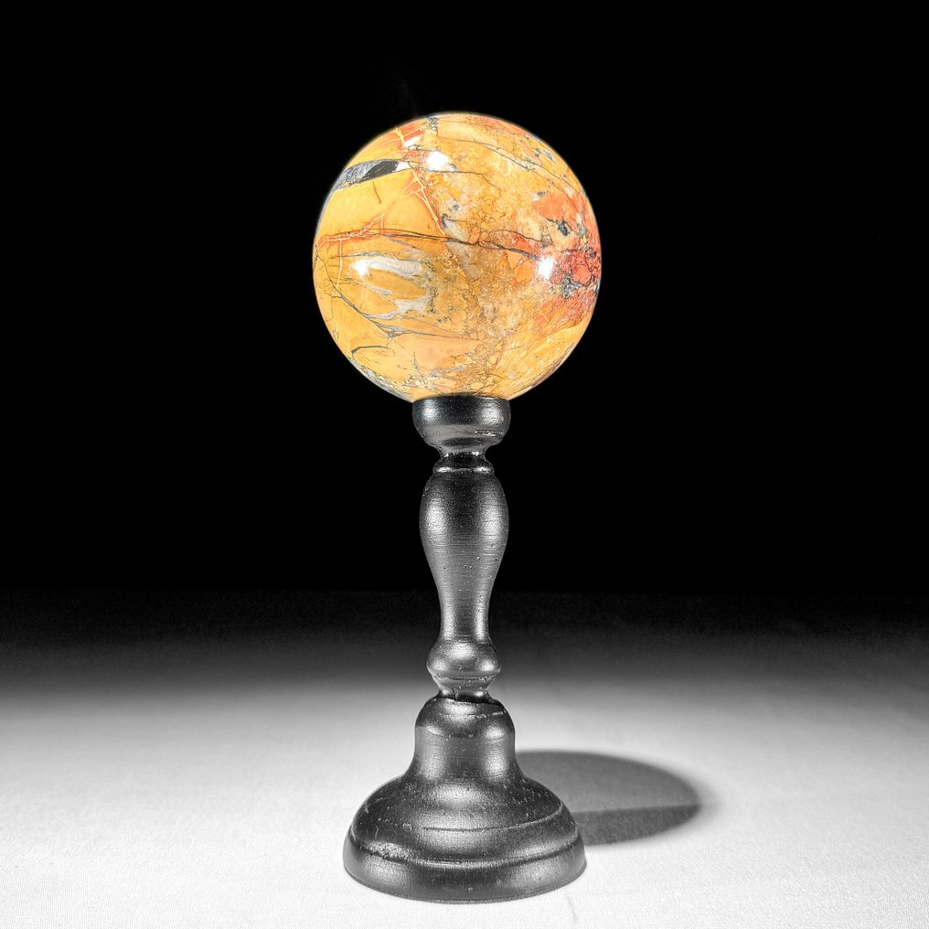 无底价 - 精彩的3件套黄马利加诺碧玉 定制支架上的球体- 2100 g - (3) #3.2