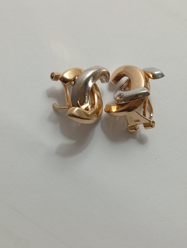 Nincs minimálár - Drop fülbevaló - 18 kt. Sárga arany, Fehér arany #4.3