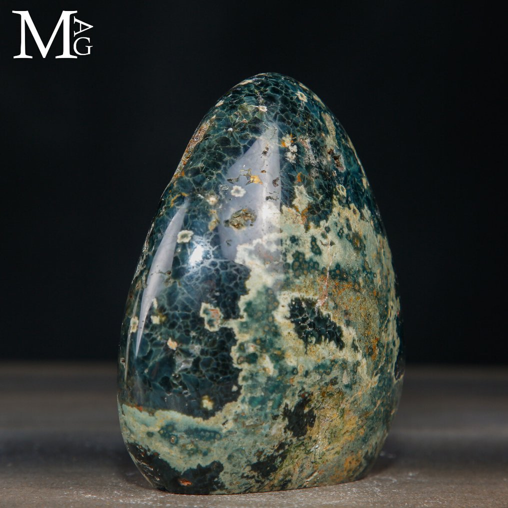 Ο Σπάνιος 4ος φλέβα Ocean Jasper - Orbicular Jasper - Ύψος: 113 mm - Πλάτος: 100 mm- 840 g #4.3