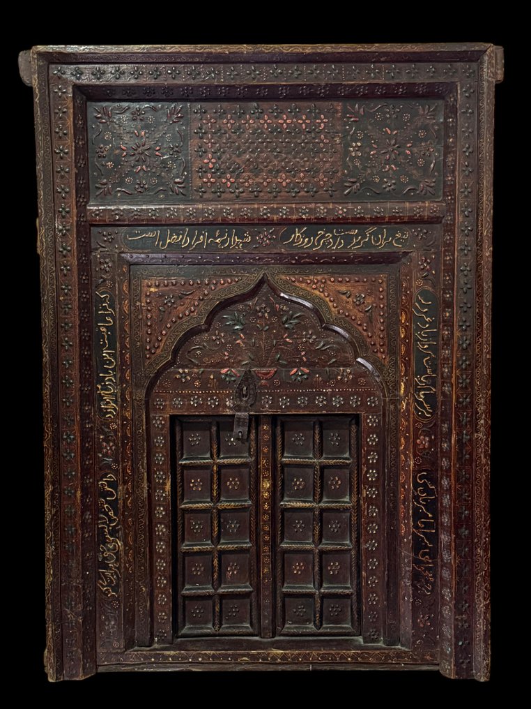 Kashmiri lakierowane drewniane ozdoby okienne. - Drewno - Indie - XIX wiek #4.3