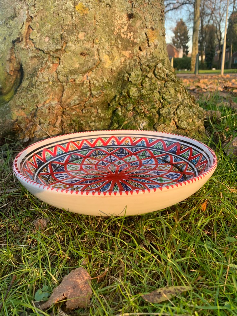 Bol - geometrikus dísztál - Cserép - Dar Jaziri - Sidi Bou Saïd - Kerámia - Tunézia - Late 20th century #2.1