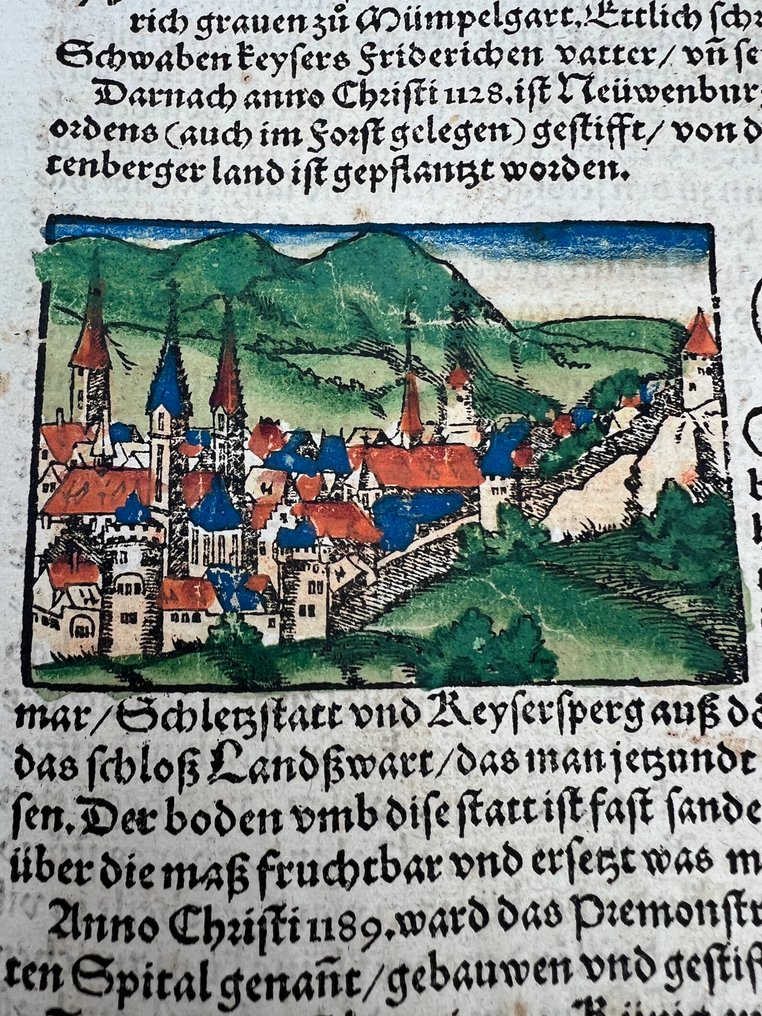 Sebastian Münster - Sebastian Münster – Cosmographia – Carte du Rhin & Vue d’Haguenau - 1550 #2.1