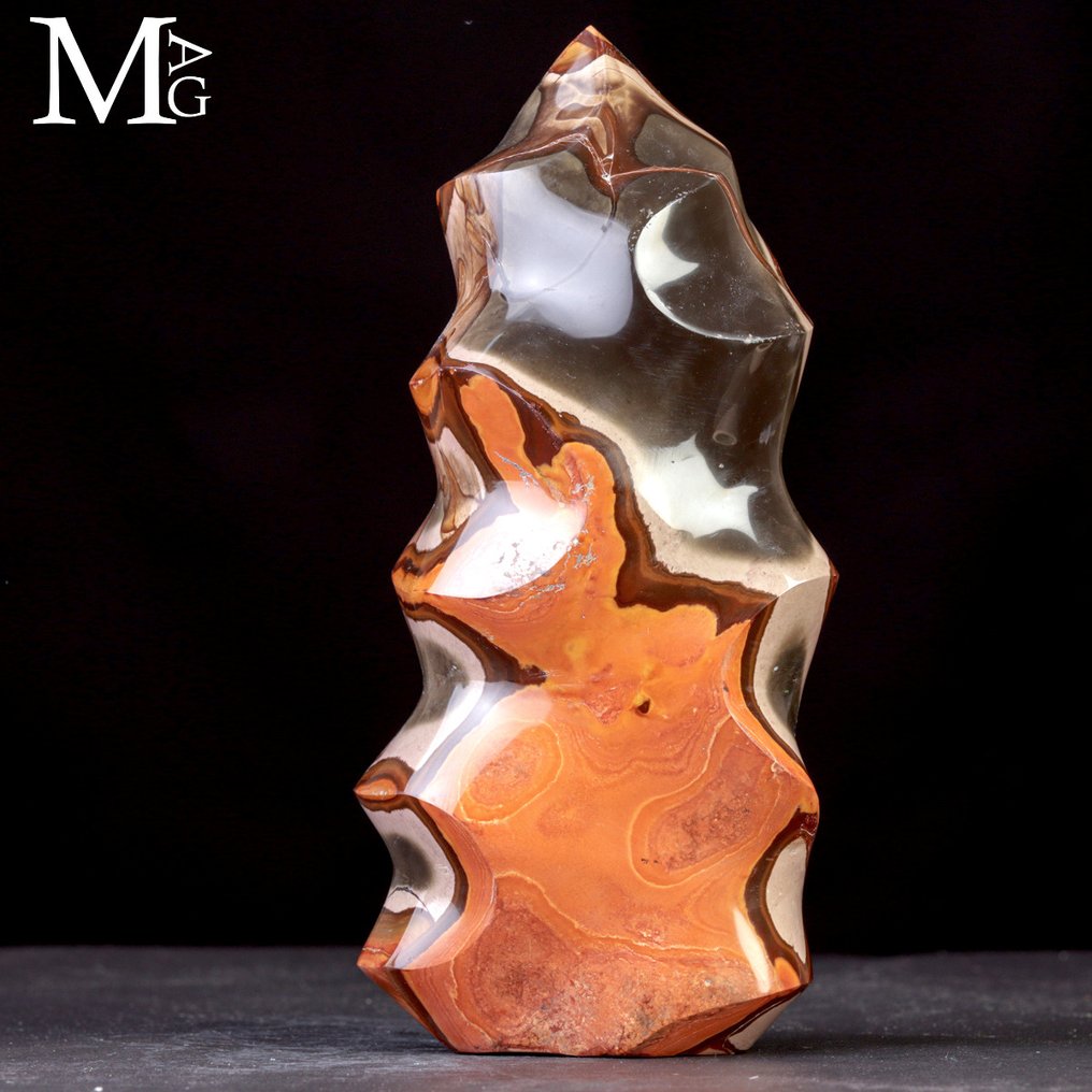 Natural Art Design Polychrome Jasper Vortex – Flame Sculpture - Altezza: 218 mm - Larghezza: 100 mm- 2139 g #1.0
