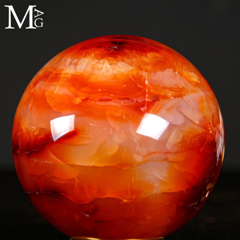 Nice Carnelian Sphere First Choice - Natural Deep Color - Carnelian - - Height: 83 mm - Width: 83 mm- 773 g #3.2