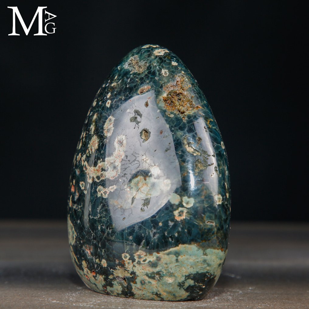 Ο Σπάνιος 4ος φλέβα Ocean Jasper - Orbicular Jasper - Ύψος: 113 mm - Πλάτος: 100 mm- 840 g #3.2