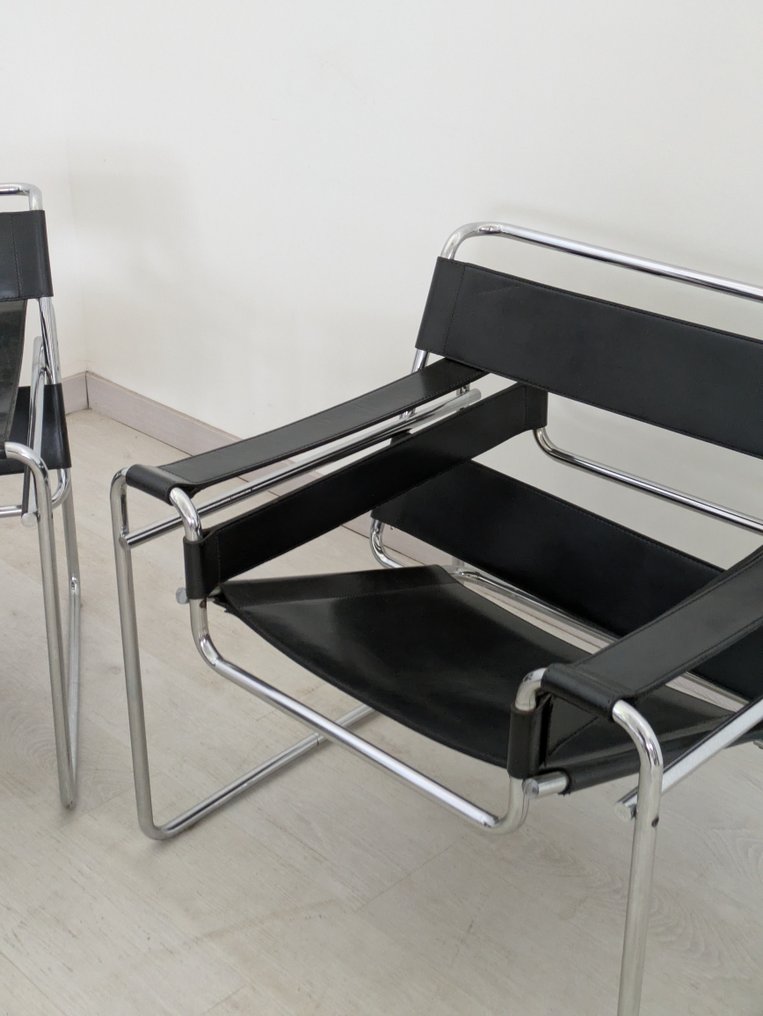 Gavina - Marcel Breuer - 扶手椅子 (2) - 瓦西里椅 - 皮革, 钢 #2.1