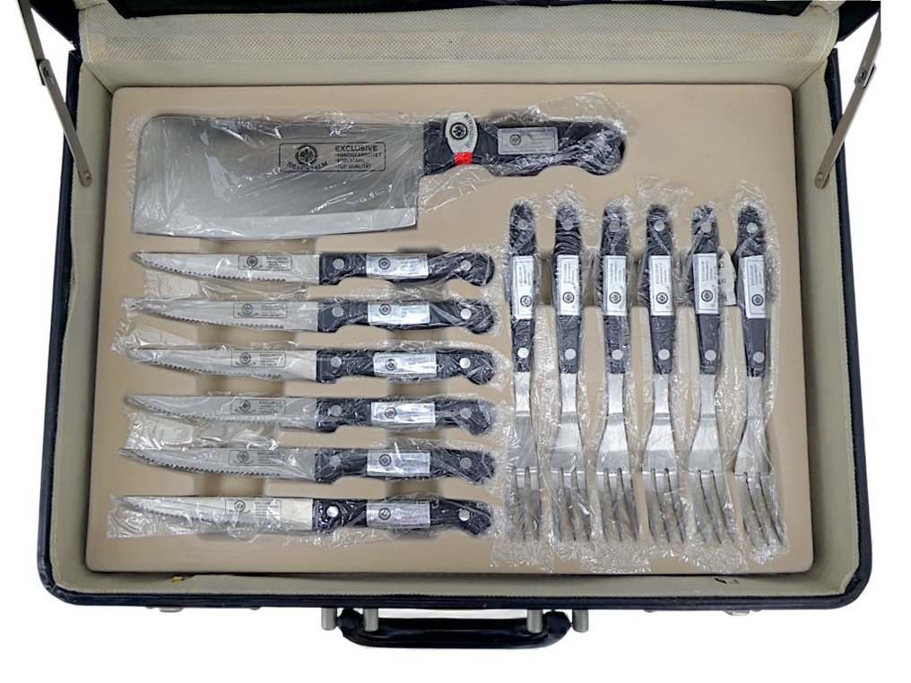 Rosenbalm - 餐桌用具 (24) - MOD. “EXCLUSIVE” 皮革盒豪华版，全新 - 缺货，1980年代 - 钢 #3.2