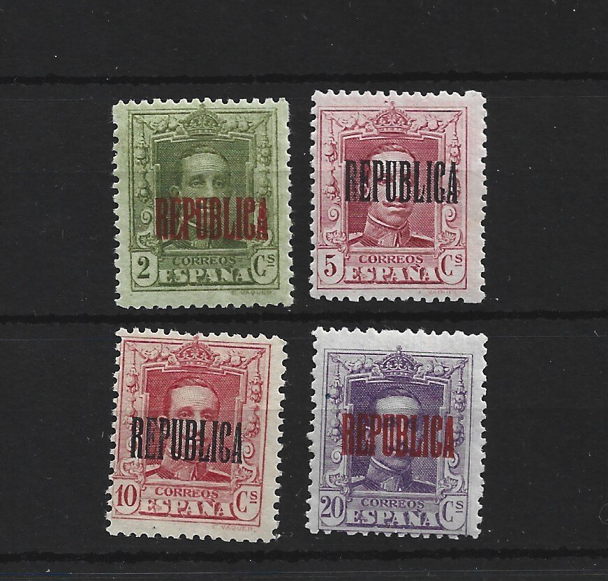 Spain 1939 - Complete Republican series from Valencia without 'fijasellos' and with COMEX certificate. - Edifil 1/4 #1.0