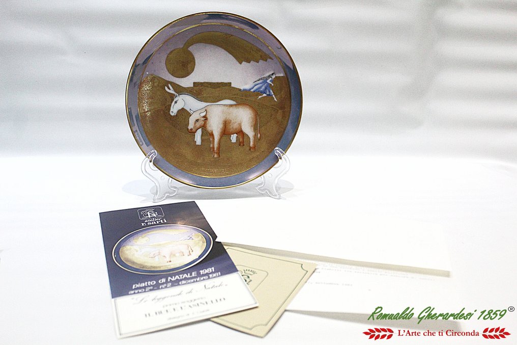 Piatto di Natale di Atelier R. Sarti, 1981 oro zecchino 24k con certificato - Cobilli - Dish - 0097 - Porcelain #1.0