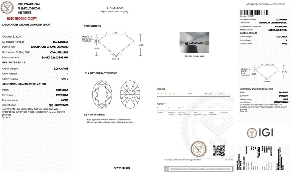 沒有保留價 - 戒指 鉑金 - 5.69ct. tw. 鉆石 (實驗室培育) - 鉆石 #2.1