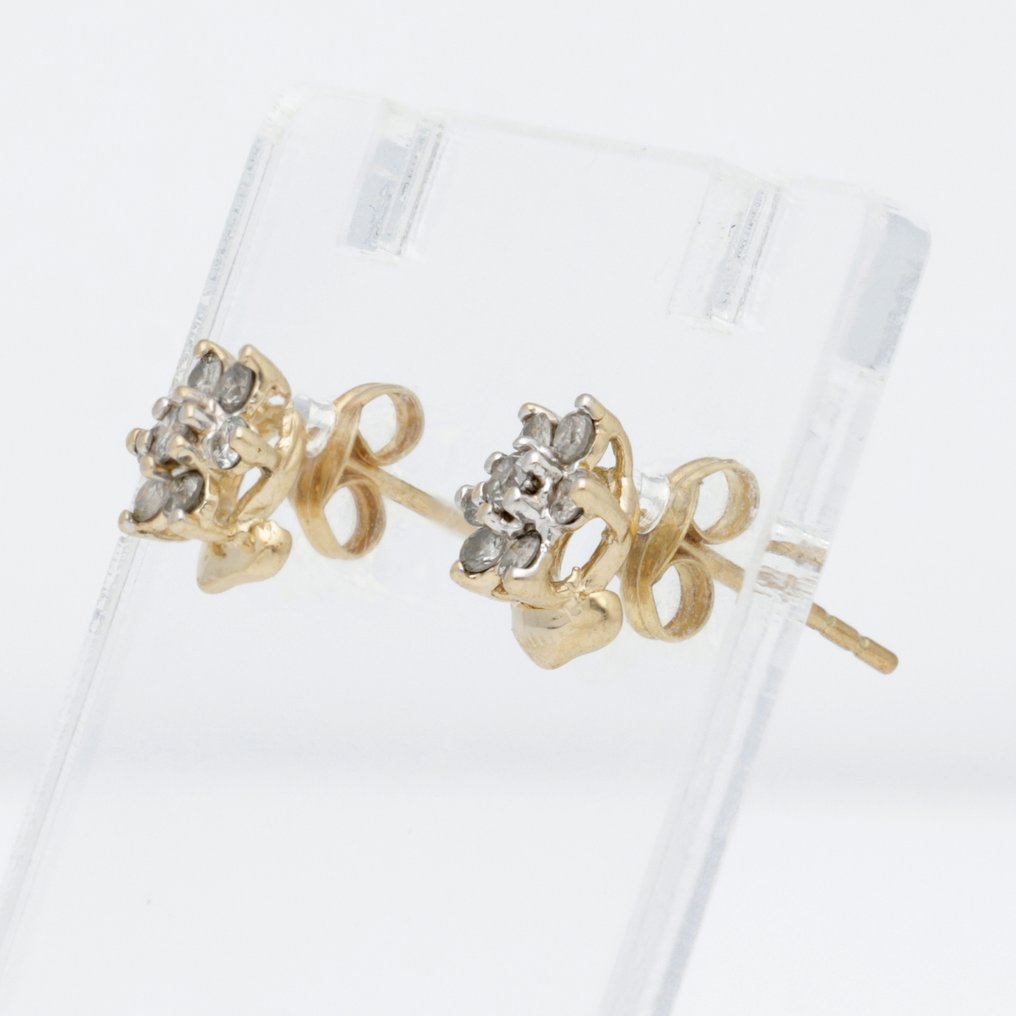 没有保留价 - 耳环 - 14K包金 黄金 钻石 (天然) #2.1