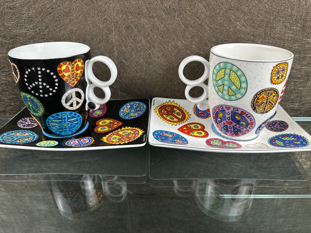 Goebel — Artis Orbis collection - James Rizzi - Tazza da tè (2) - Porcellana - Amore e Pace #1.0