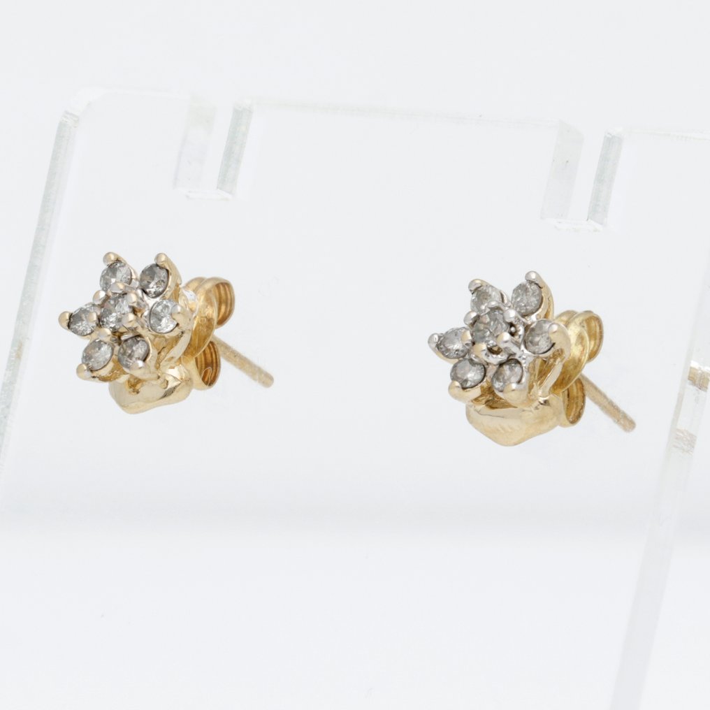 没有保留价 - 耳环 - 14K包金 黄金 钻石 (天然) #1.0