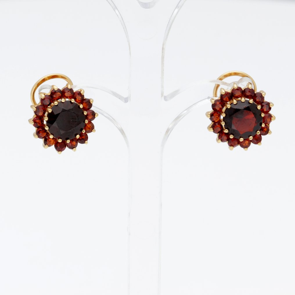 耳環 - 18 克拉 黃金 石榴石 #1.0