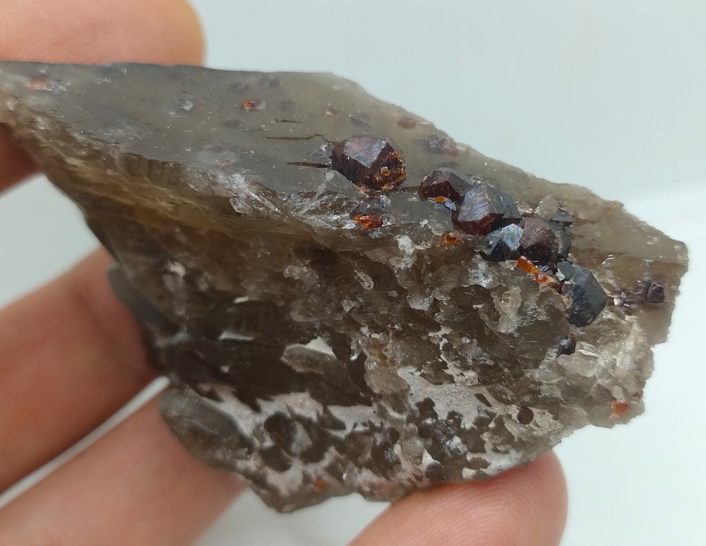 Cristal Natural de Spessartina, Quartzo Fumê, Ortoclásio em Matrix- 67 g #1.0