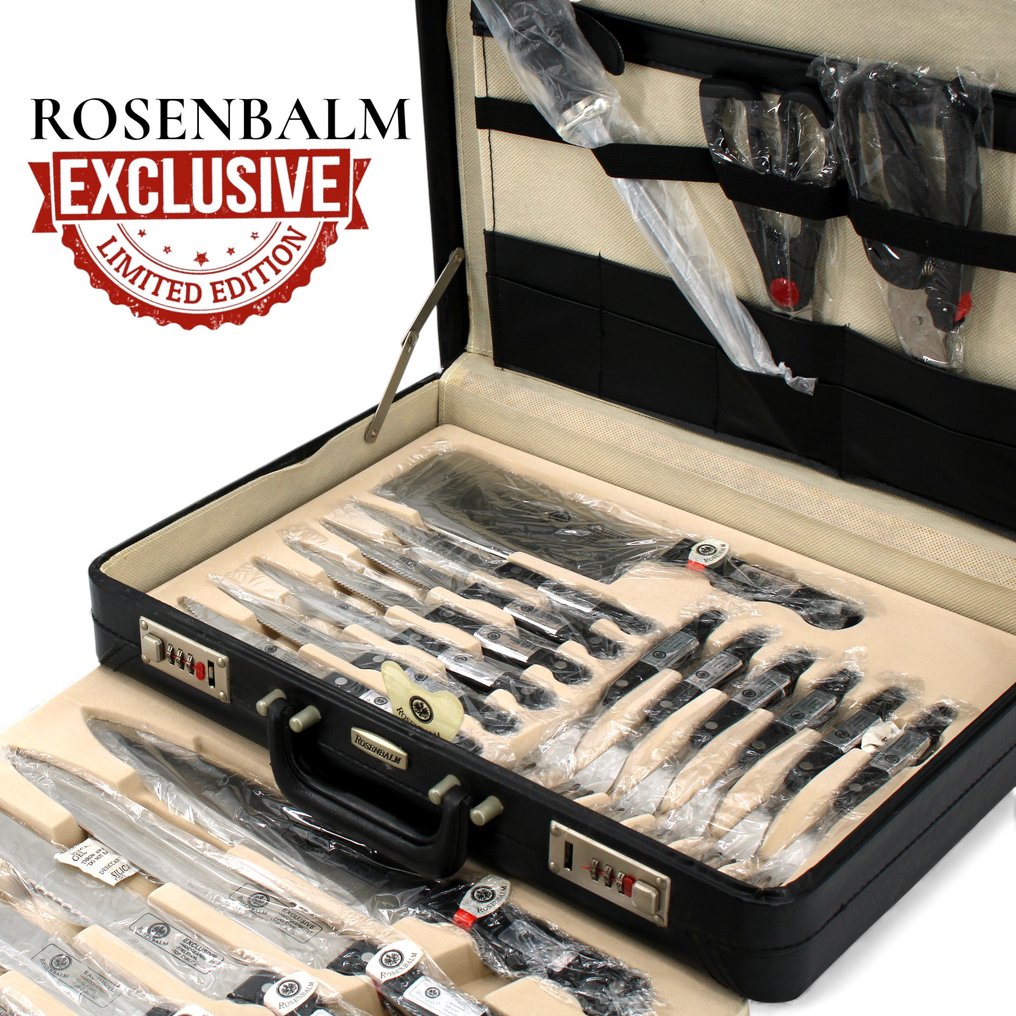 Rosenbalm - 餐桌用具 (24) - MOD. “EXCLUSIVE” 皮革盒豪华版，全新 - 缺货，1980年代 - 钢 #1.0