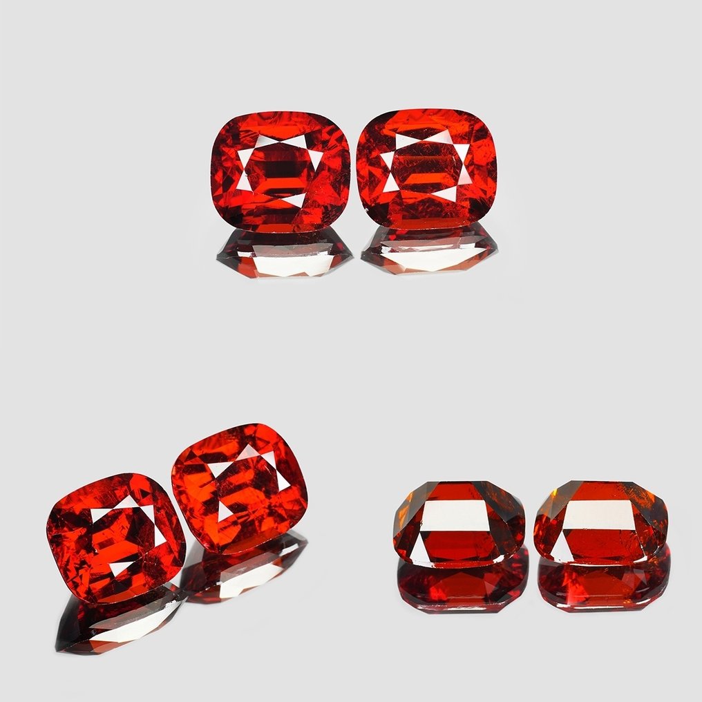 2 pcs  Κόκκινο Spessartite  - 8.23 ct - Διεθνής Ένωση Έγχρωμων Πολύτιμων Λίθων (ICA GemLab) - Ταιριαστό Ζευγάρι #4.3