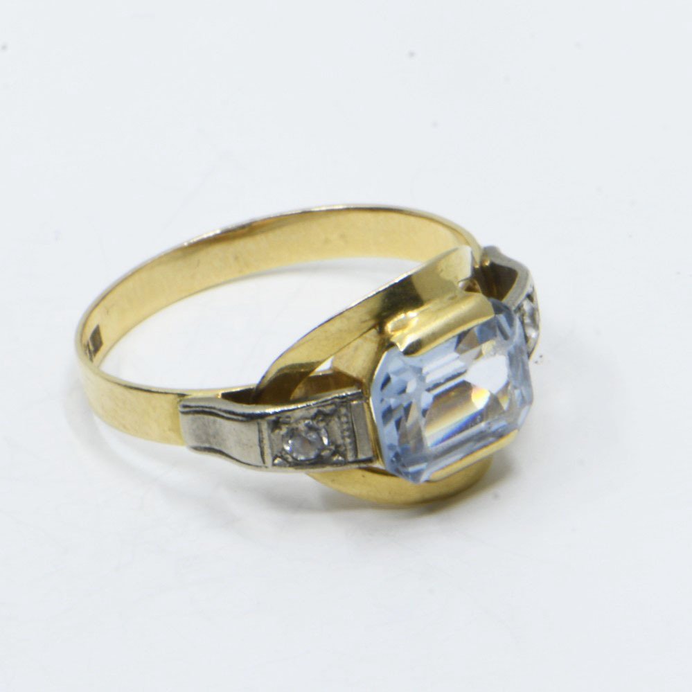 Δαχτυλίδι - 18 καράτια Κίτρινο χρυσό -  2.17ct. tw. Ακουαμαρίνης #1.0