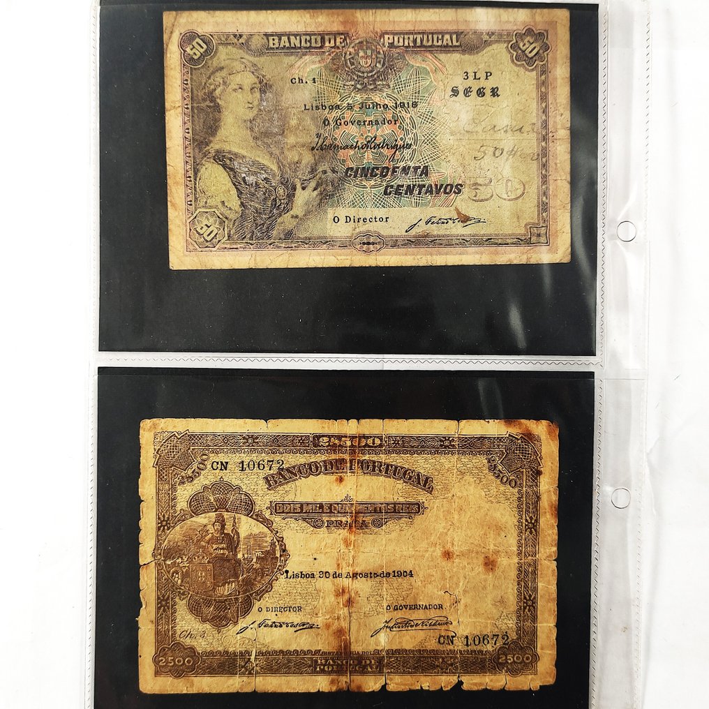 Πορτογαλία. - 50 Centavos and 2500 Réis 1904 / 1918 - Pick 79 and 112b (χωρίς τιμή ασφαλείας) #1.0