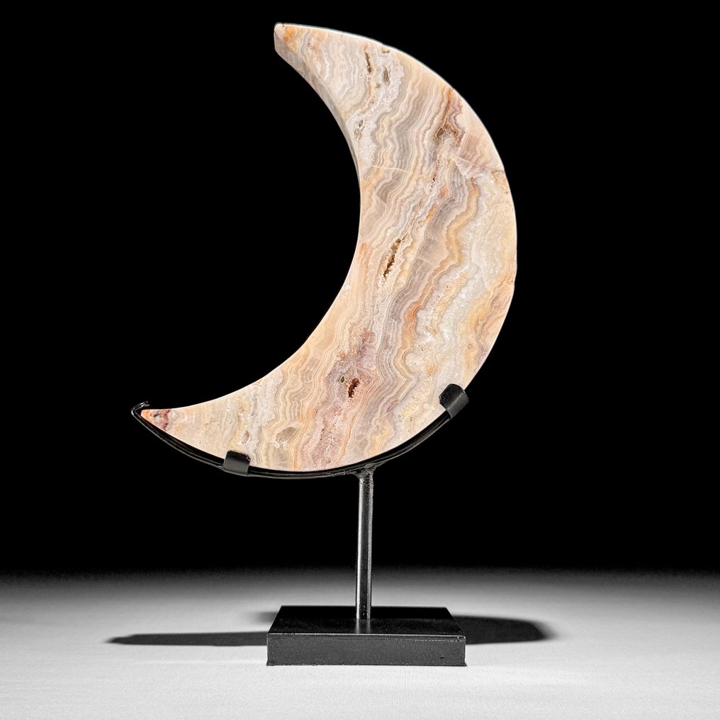 Ingen mindstepris - Vidunderlig Lace Agate. Halvmåneformet på en specialfremstillet stander. - Højde: 28.3 cm - Bredde: 17 cm- 1700 g - (1) #2.1