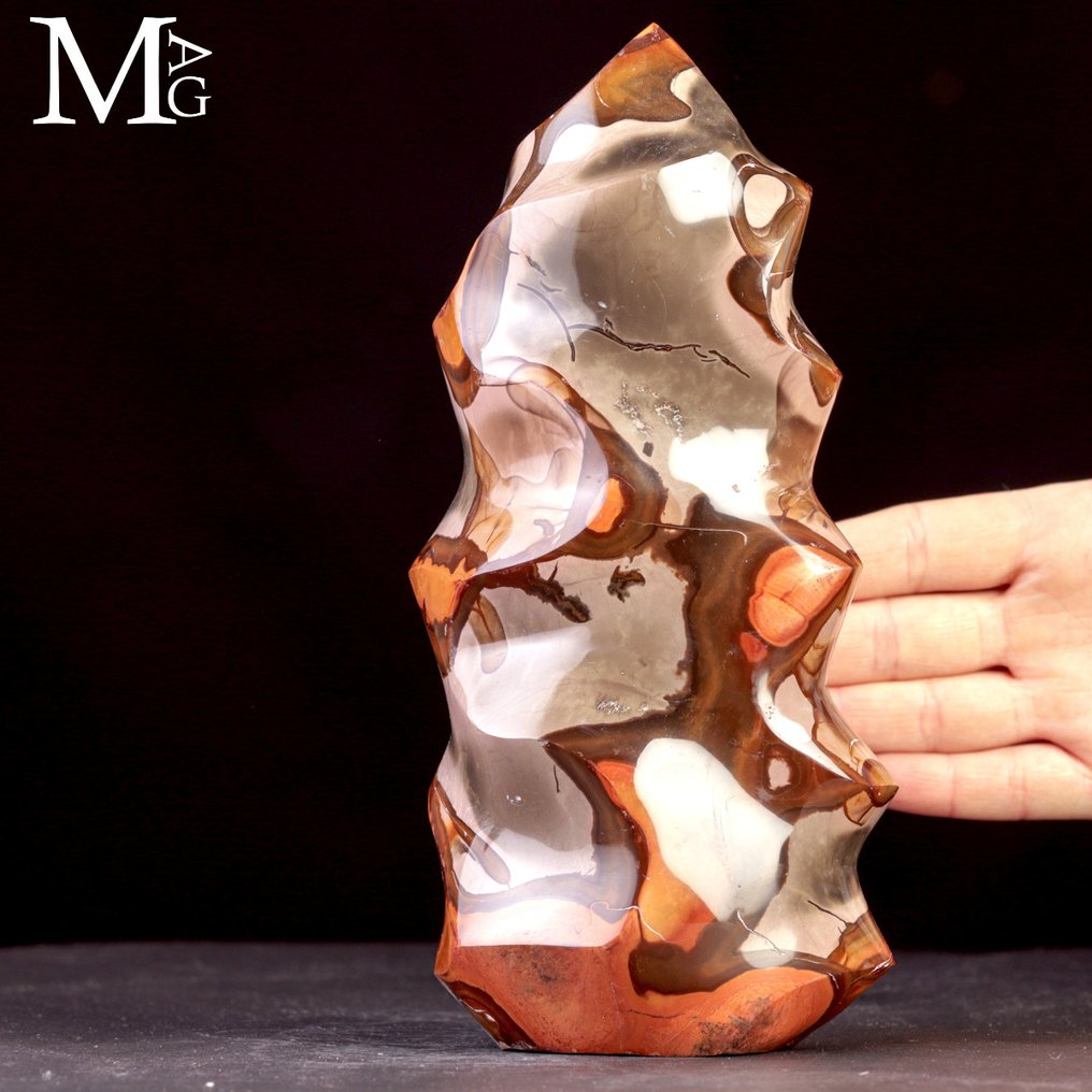 Natural Art Design Polychrome Jasper Vortex – Flame Sculpture - Altezza: 218 mm - Larghezza: 100 mm- 2139 g #1.0